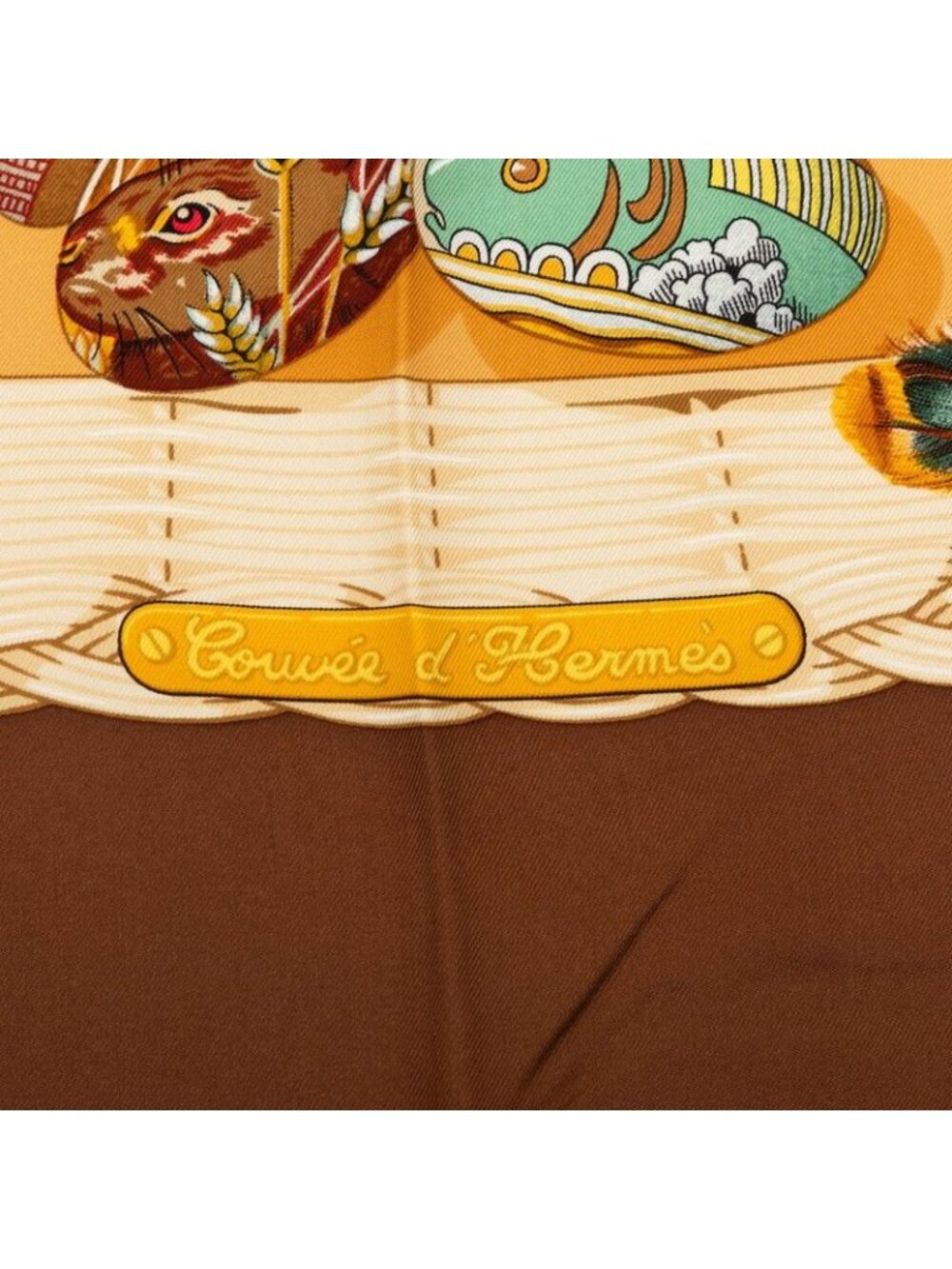 Hermes Carre 90 Couvee D'hermes Eggs Scarf Brown Multicolor Silk - Picture 6 of 7